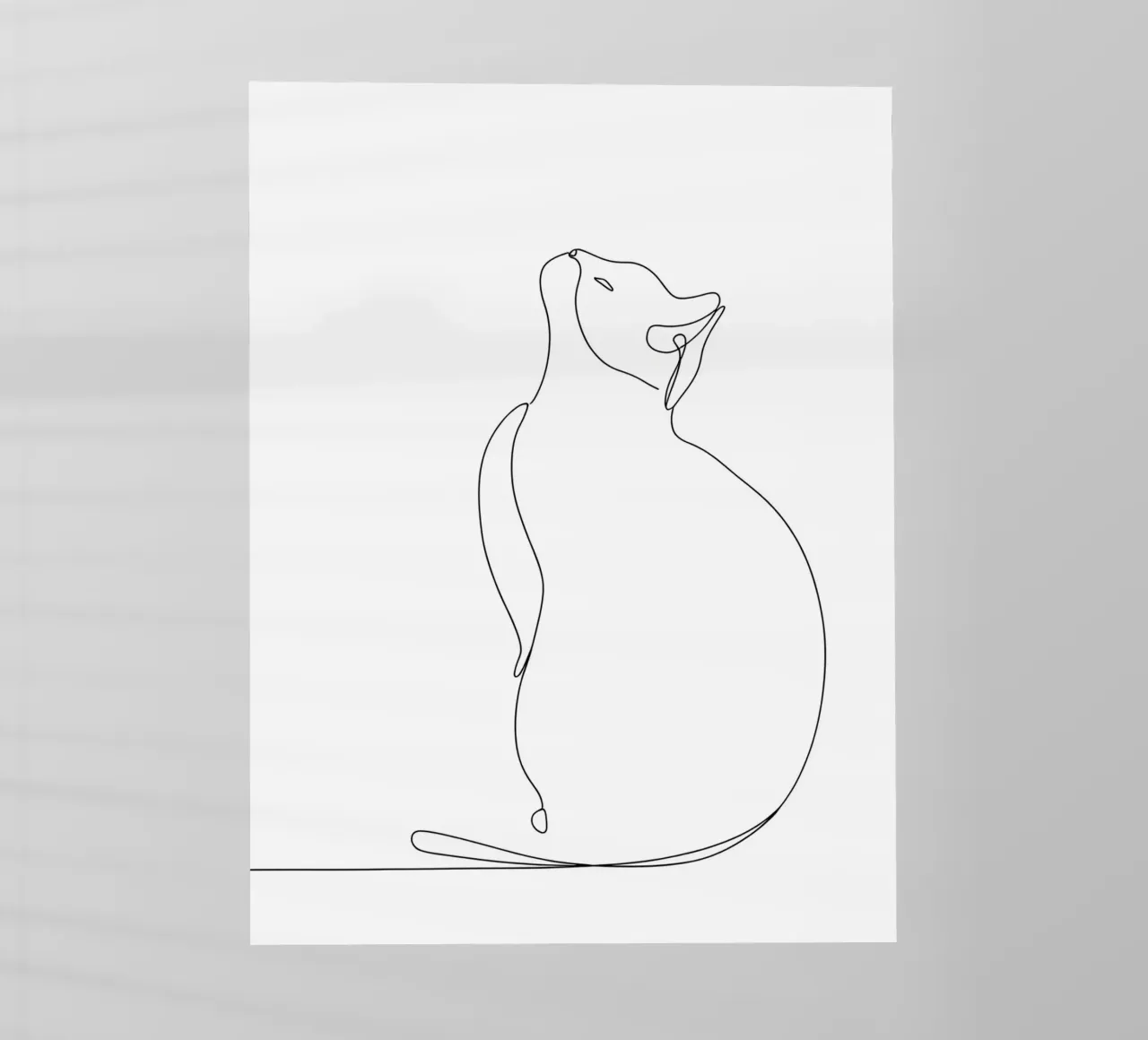 Minimalist Line Drawing of a Modern Cat | Modern Abstract backlit film by Viv Line Art