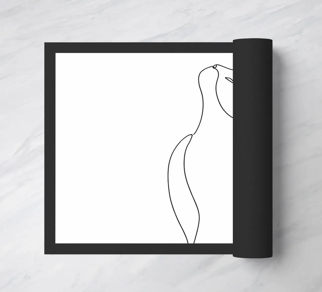 Minimalist Line Drawing of a Modern Cat | Modern Abstract doormat by Viv Line Art