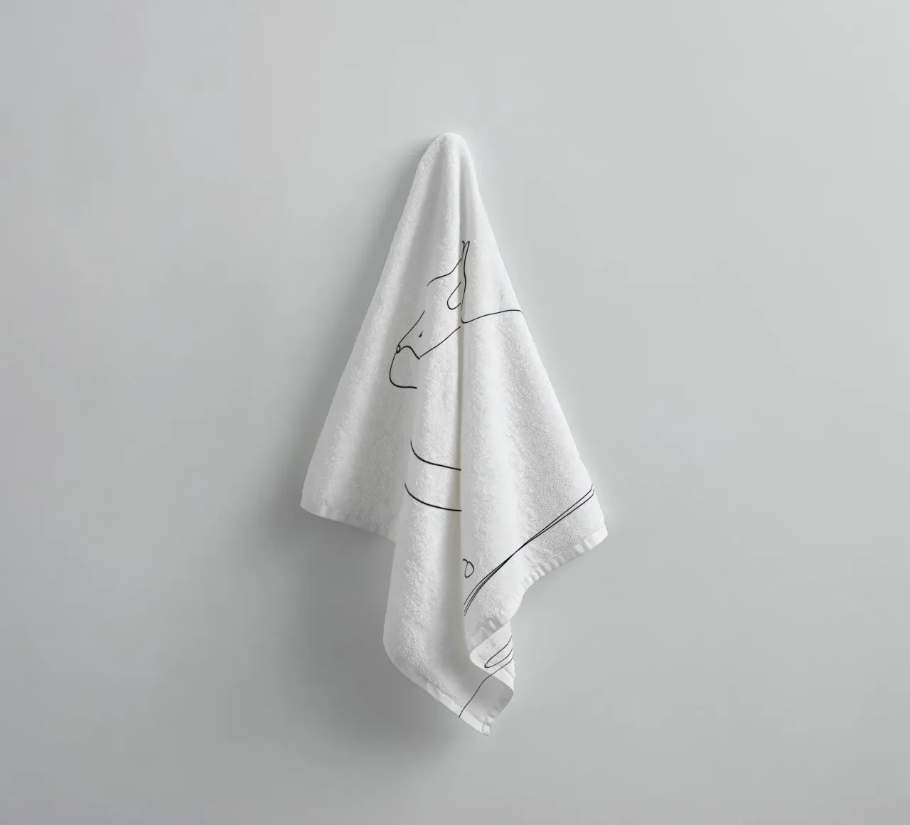 Minimalist Line Drawing of a Modern Cat | Modern Abstract towel by Viv Line Art