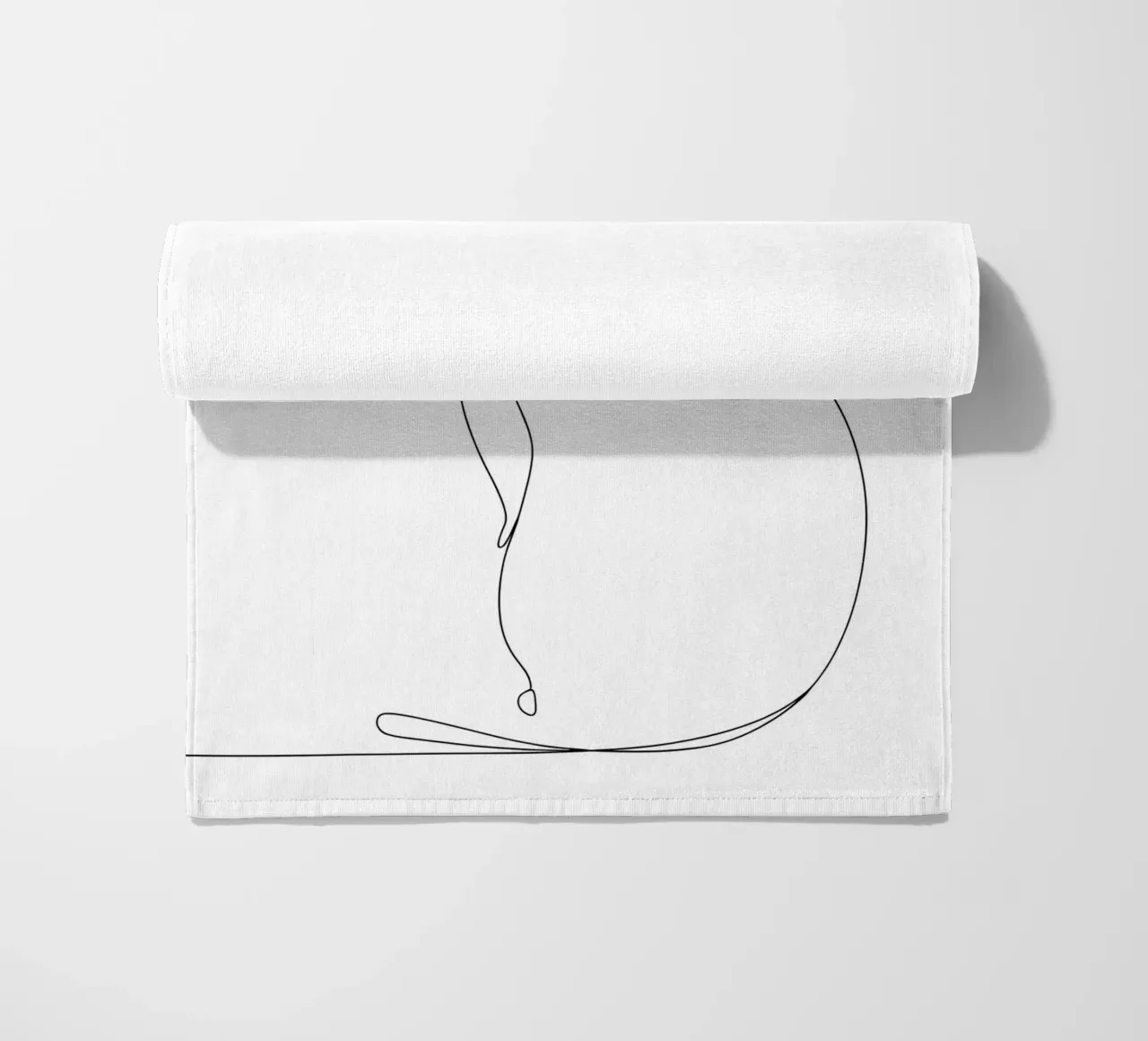 Minimalist Line Drawing of a Modern Cat | Modern Abstract beach towel by Viv Line Art