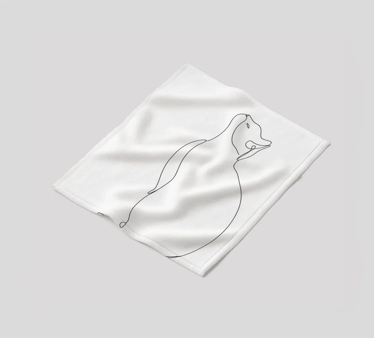 Minimalist Line Drawing of a Modern Cat | Modern Abstract fleece blanket by Viv Line Art