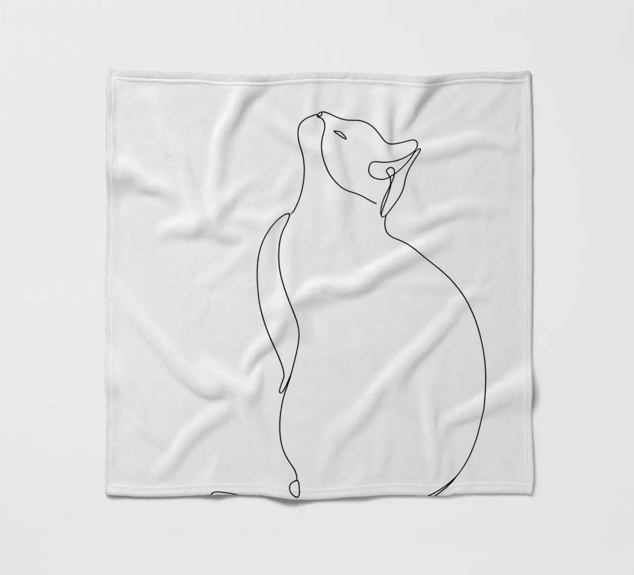 Minimalist Line Drawing of a Modern Cat | Modern Abstract fleece blanket by Viv Line Art