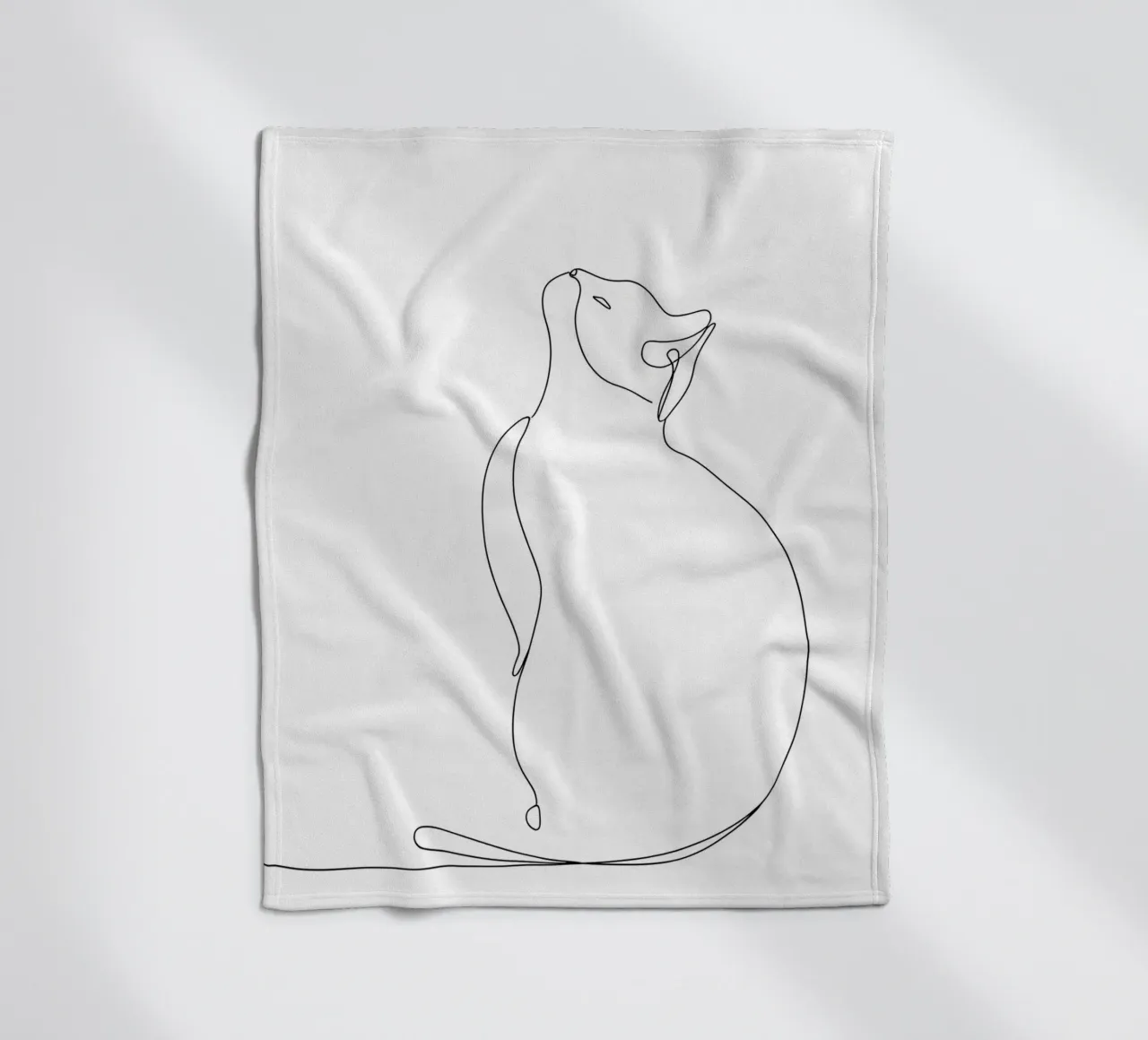 Minimalist Line Drawing of a Modern Cat | Modern Abstract fleece blanket by Viv Line Art