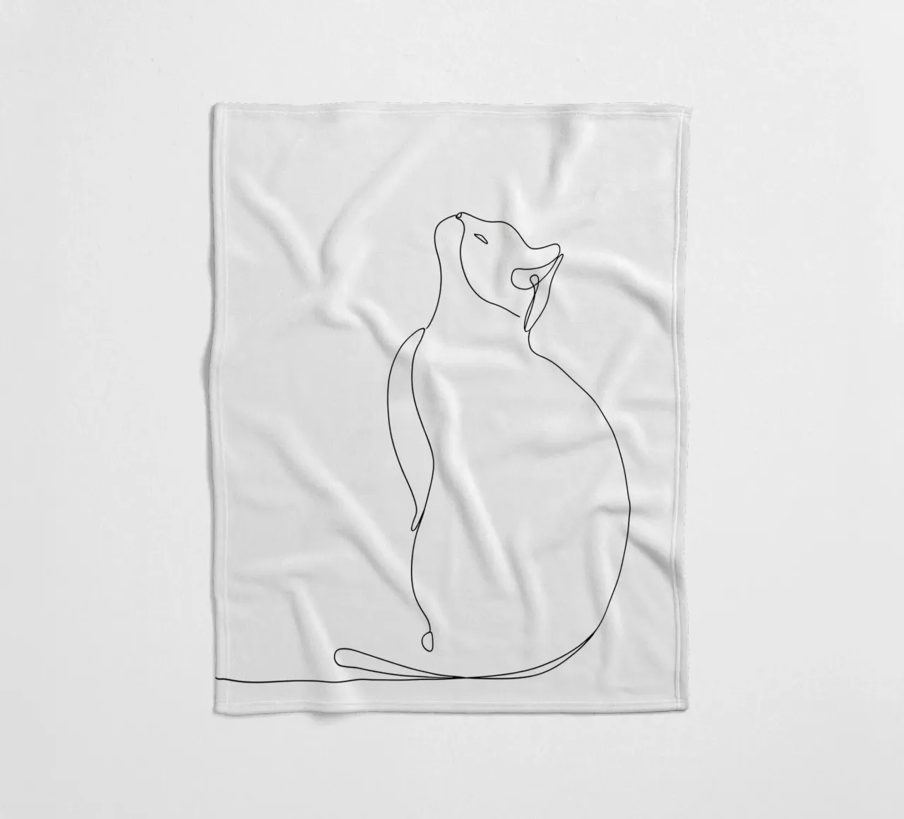 Minimalist Line Drawing of a Modern Cat | Modern Abstract fleece blanket by Viv Line Art