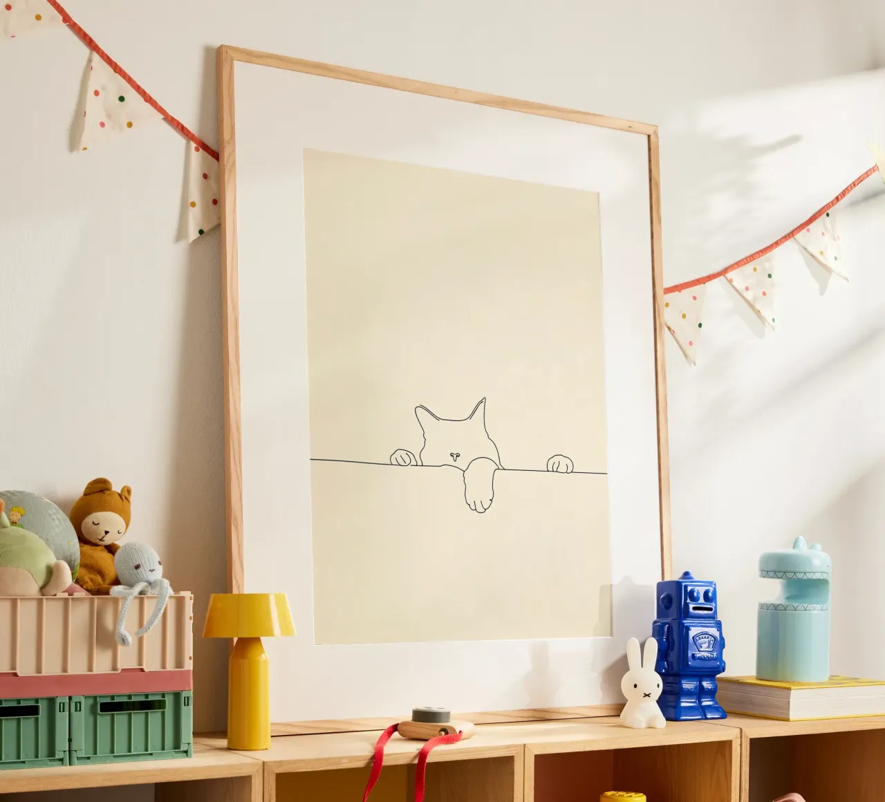 Minimalist Line Drawing of a Cat on the Wall | Modern Art hahnemühle by Viv Line Art