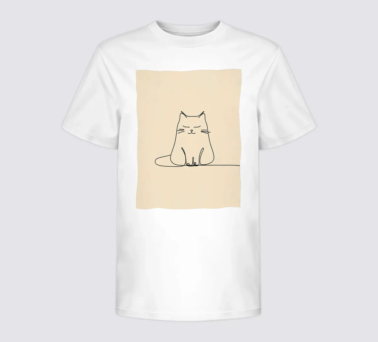 Minimalist Line Drawing of a Cat Sitting Peacefully | Modern kids t-shirt by Viv Line Art