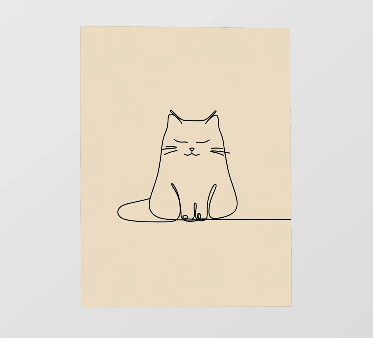Minimalist Line Drawing of a Cat Sitting Peacefully | Modern photo wallpaper by Viv Line Art