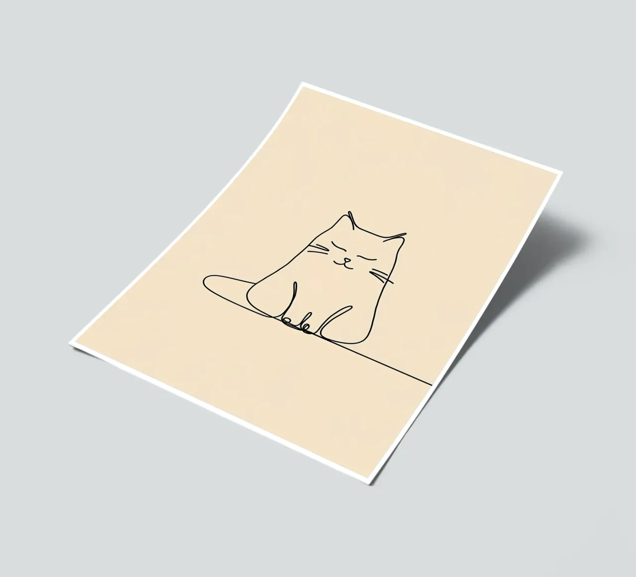 Minimalist Line Drawing of a Cat Sitting Peacefully | Modern sticker sheet by Viv Line Art