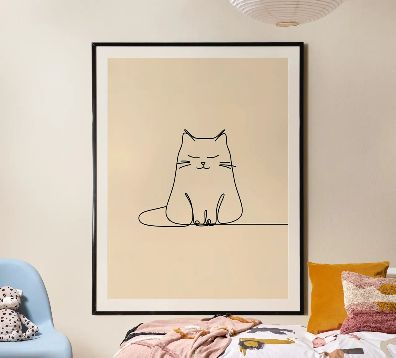 Minimalist Line Drawing of a Cat Sitting Peacefully | Modern hahnemühle by Viv Line Art
