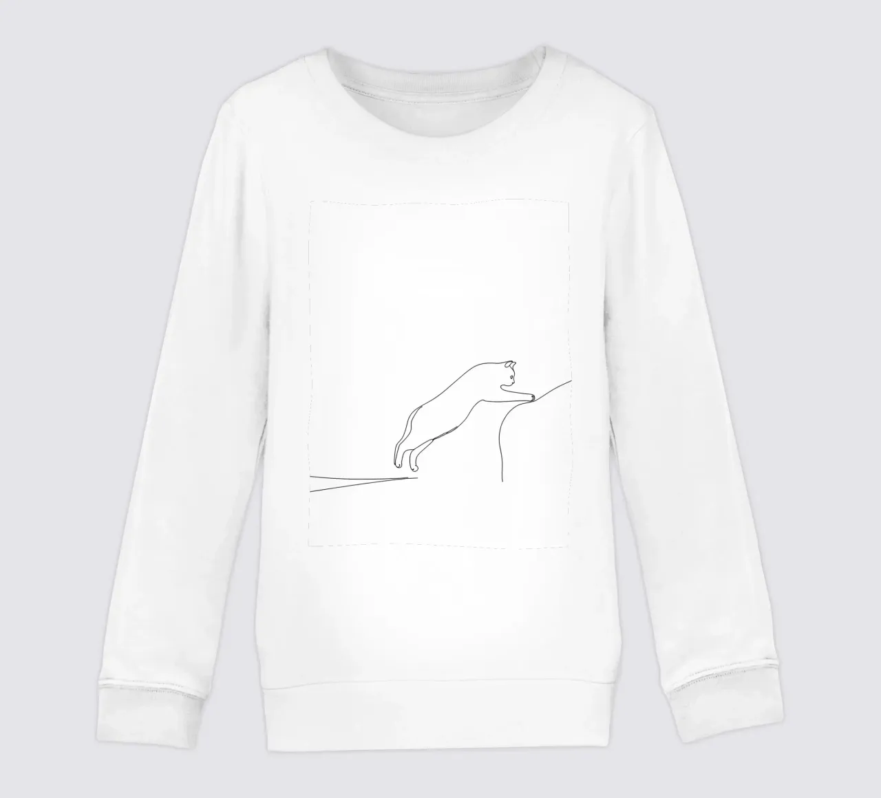 Minimalist Line Drawing of a Kitty Cat Leaping | Modern Abst kids sweatshirt by Viv Line Art