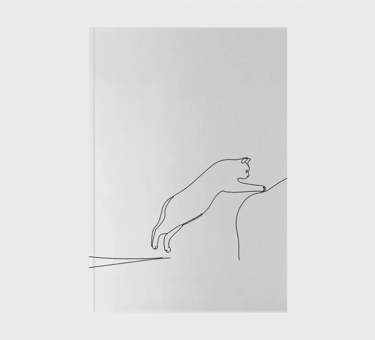 Minimalist Line Drawing of a Kitty Cat Leaping | Modern Abst notebook by Viv Line Art