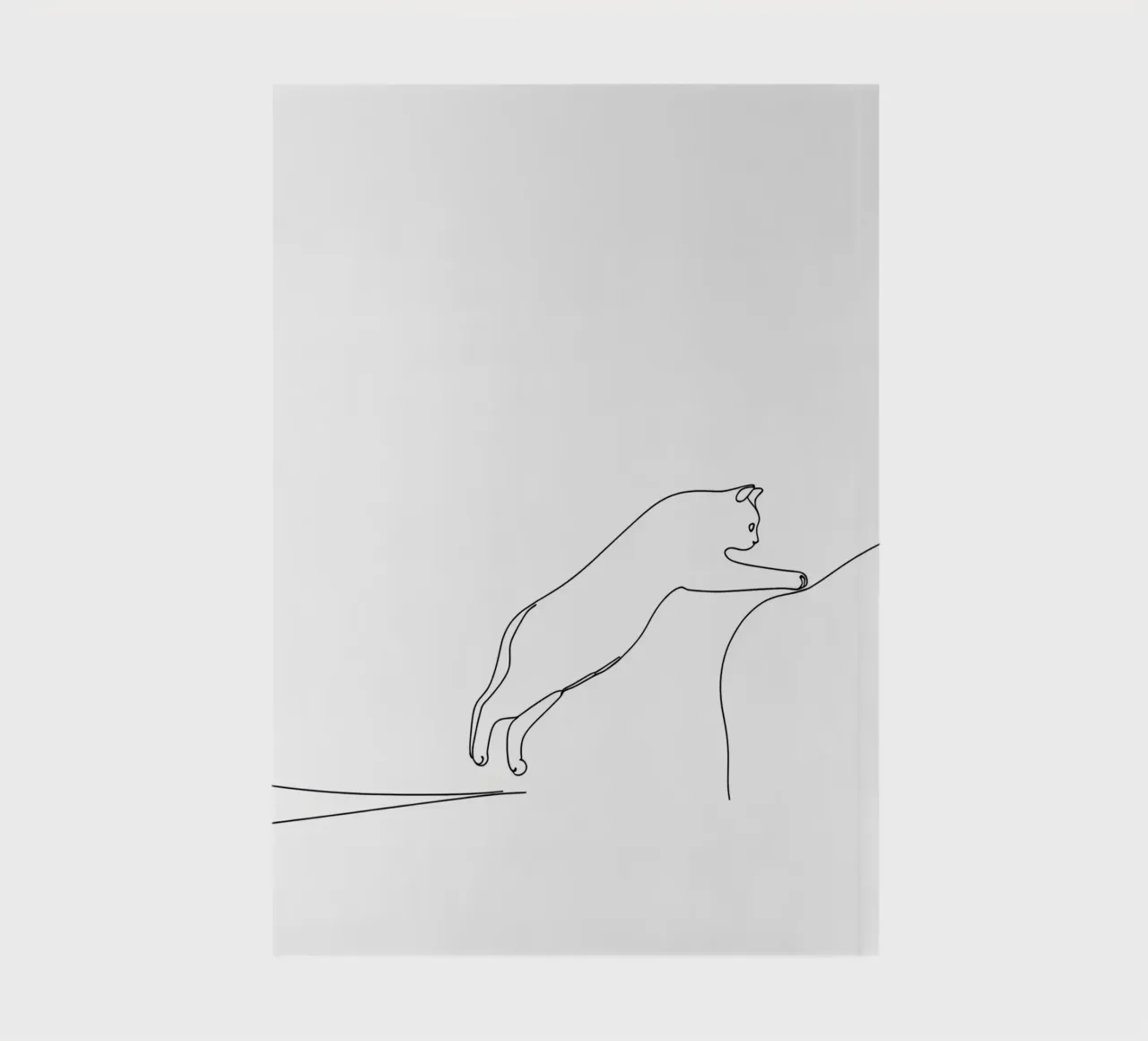 Minimalist Line Drawing of a Kitty Cat Leaping | Modern Abst notebook by Viv Line Art