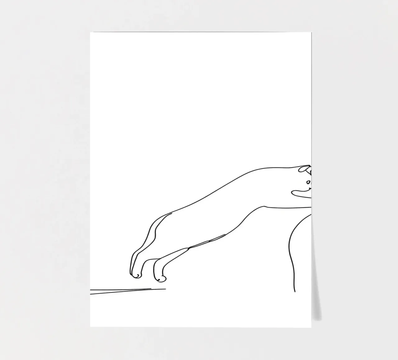 Minimalist Line Drawing of a Kitty Cat Leaping | Modern Abst sticker sheet by Viv Line Art