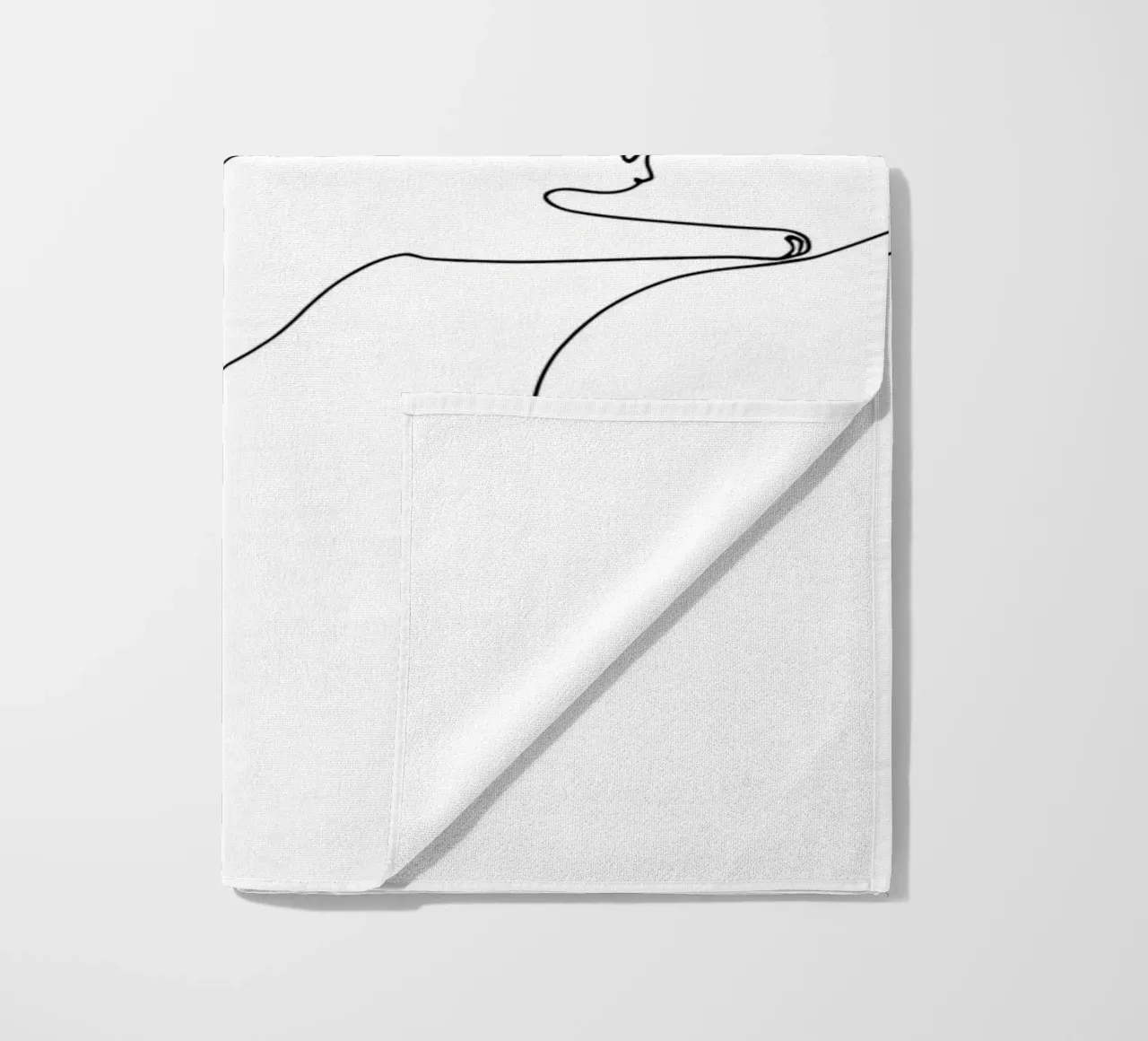 Disegno lineare minimalista di un gattino che salta | Modern Abst telo mare da Viv Line Art