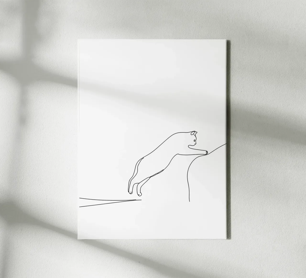 Minimalist Line Drawing of a Kitty Cat Leaping | Modern Abst canvas by Viv Line Art