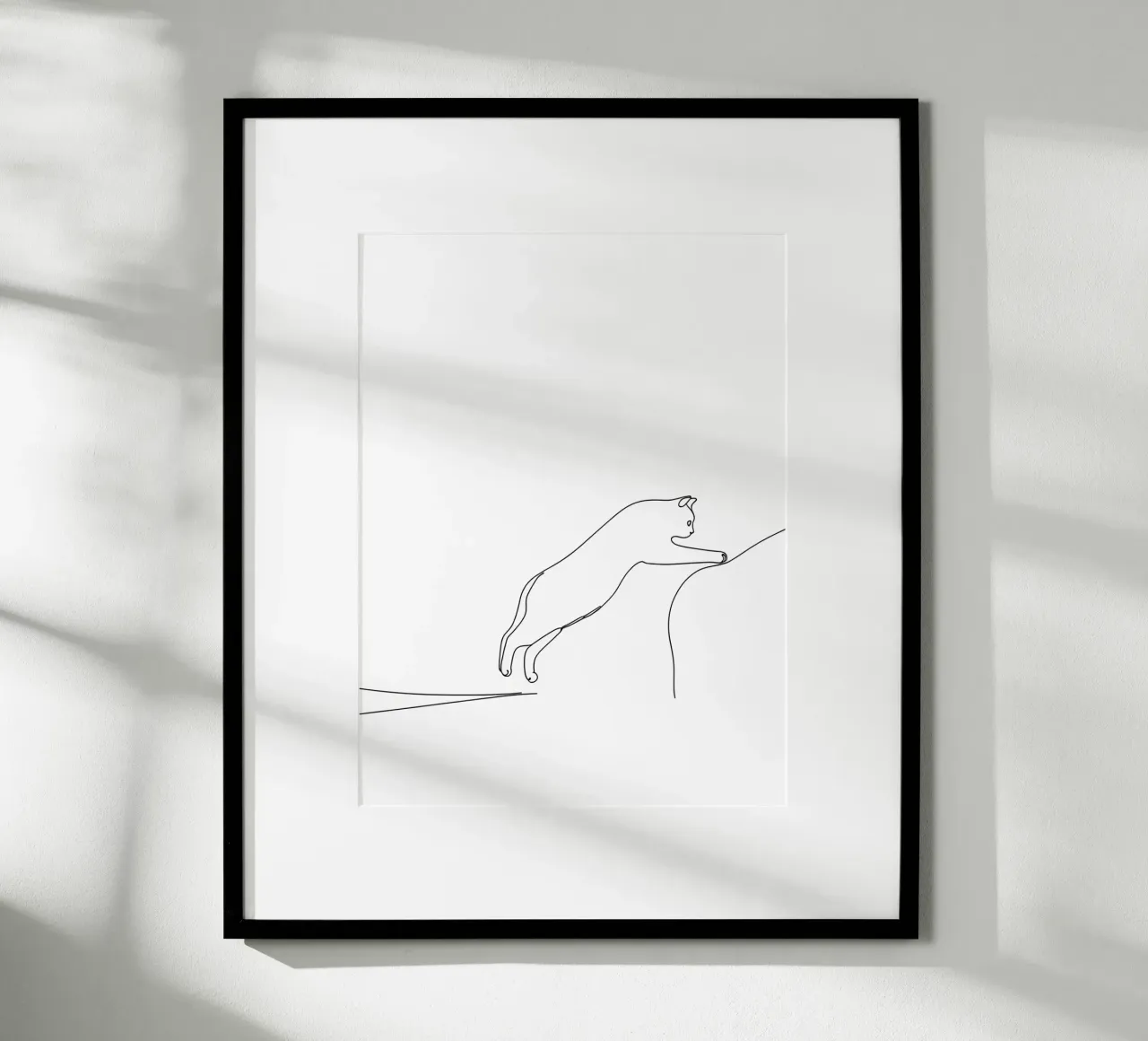 Minimalist Line Drawing of a Kitty Cat Leaping | Modern Abst hahnemühle by Viv Line Art