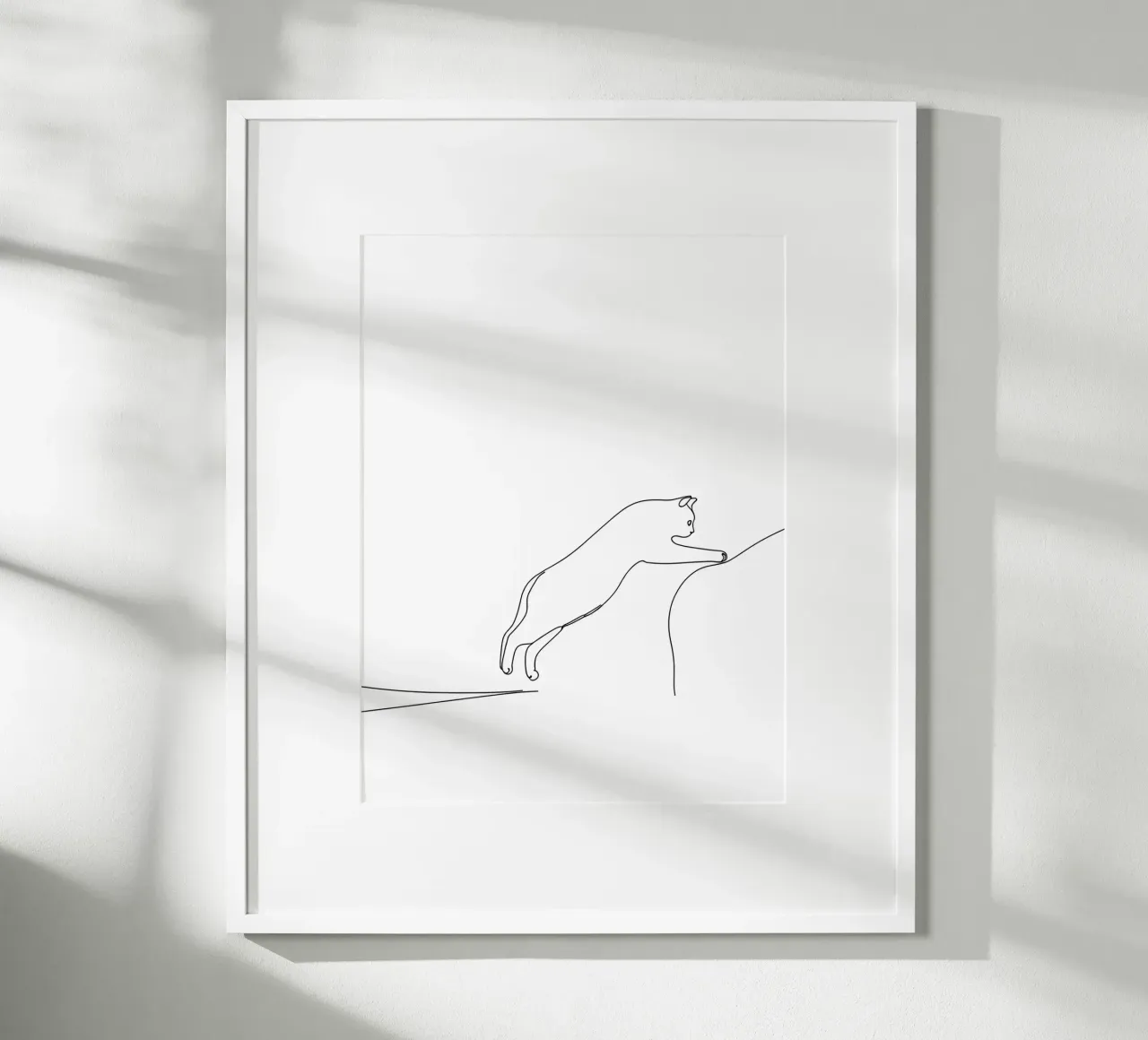 Minimalist Line Drawing of a Kitty Cat Leaping | Modern Abst hahnemühle by Viv Line Art