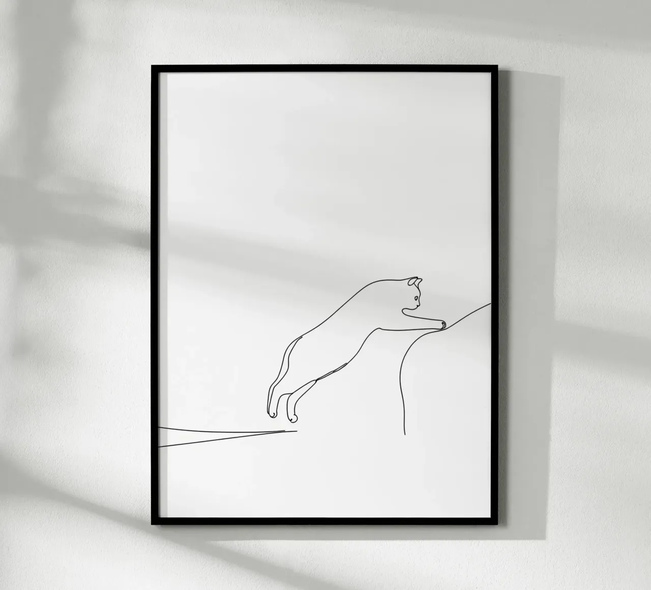 Minimalist Line Drawing of a Kitty Cat Leaping | Modern Abst hahnemühle by Viv Line Art