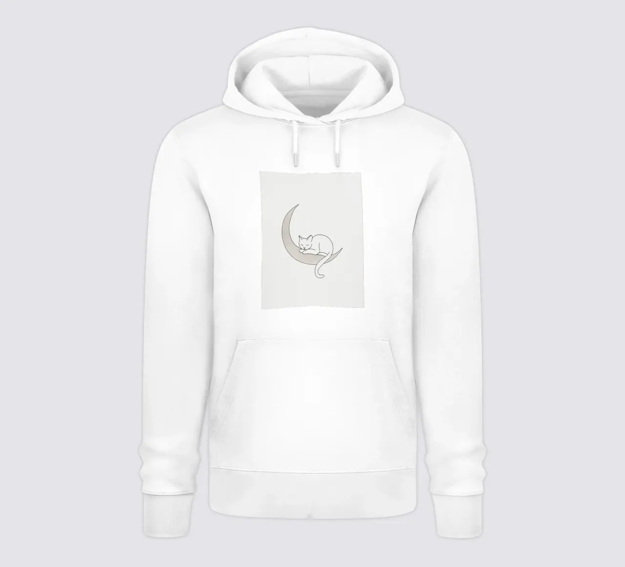 Minimalist Line Drawing of a Cat Sleeping on the Moon hoodie by Viv Line Art