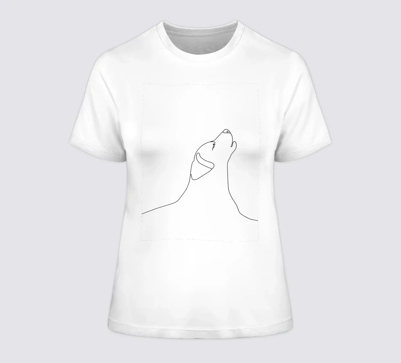 Dibujo lineal minimalista de un perro tranquilo | Abstracto moderno camiseta de mujer de Viv Line Art