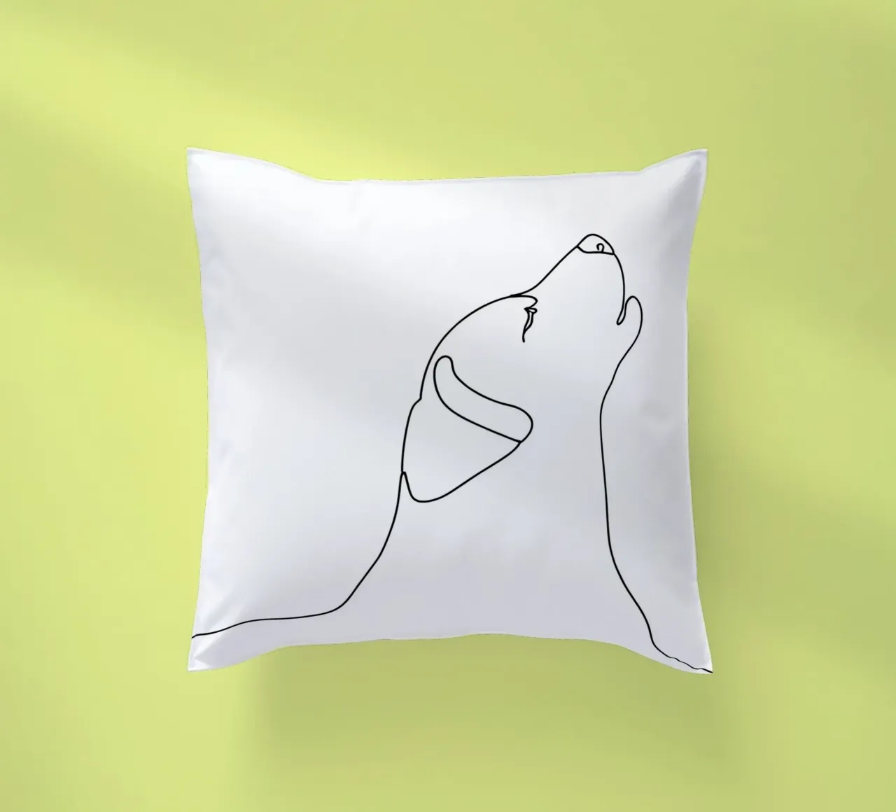 Minimalist Line Drawing of a Peaceful Dog | Modern Abstract decorative cushion by Viv Line Art