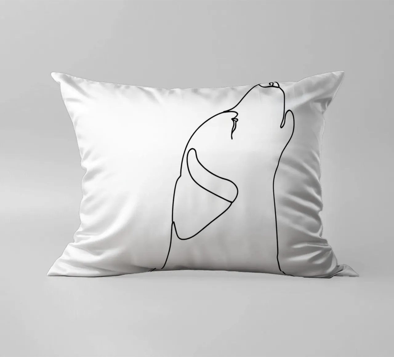 Minimalist Line Drawing of a Peaceful Dog | Modern Abstract decorative cushion by Viv Line Art