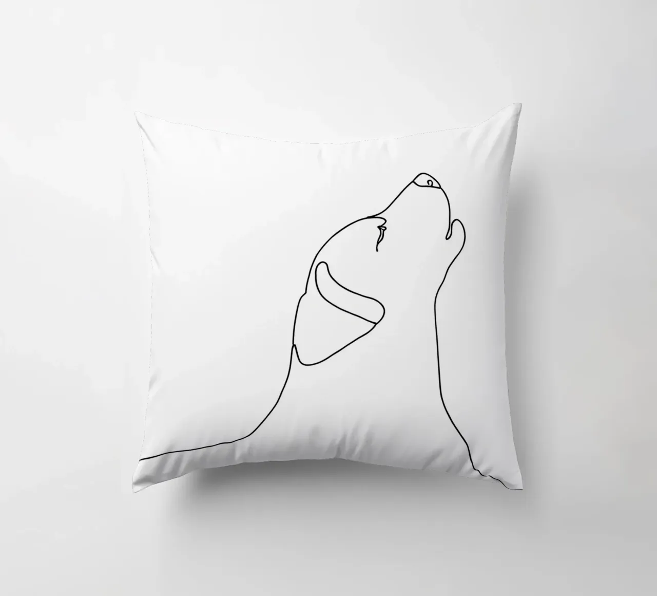 Minimalist Line Drawing of a Peaceful Dog | Modern Abstract decorative cushion by Viv Line Art