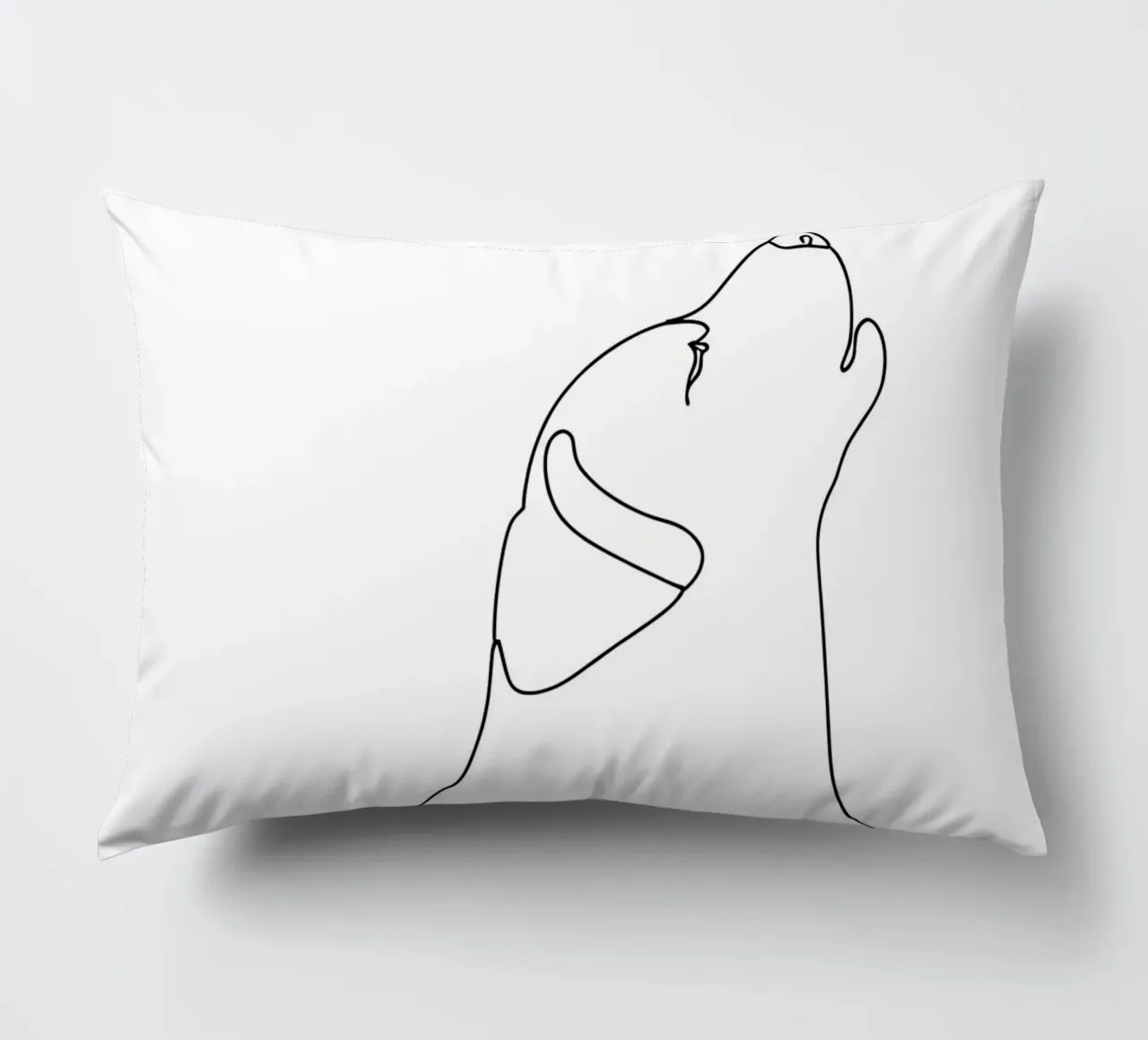 Minimalist Line Drawing of a Peaceful Dog | Modern Abstract decorative cushion by Viv Line Art