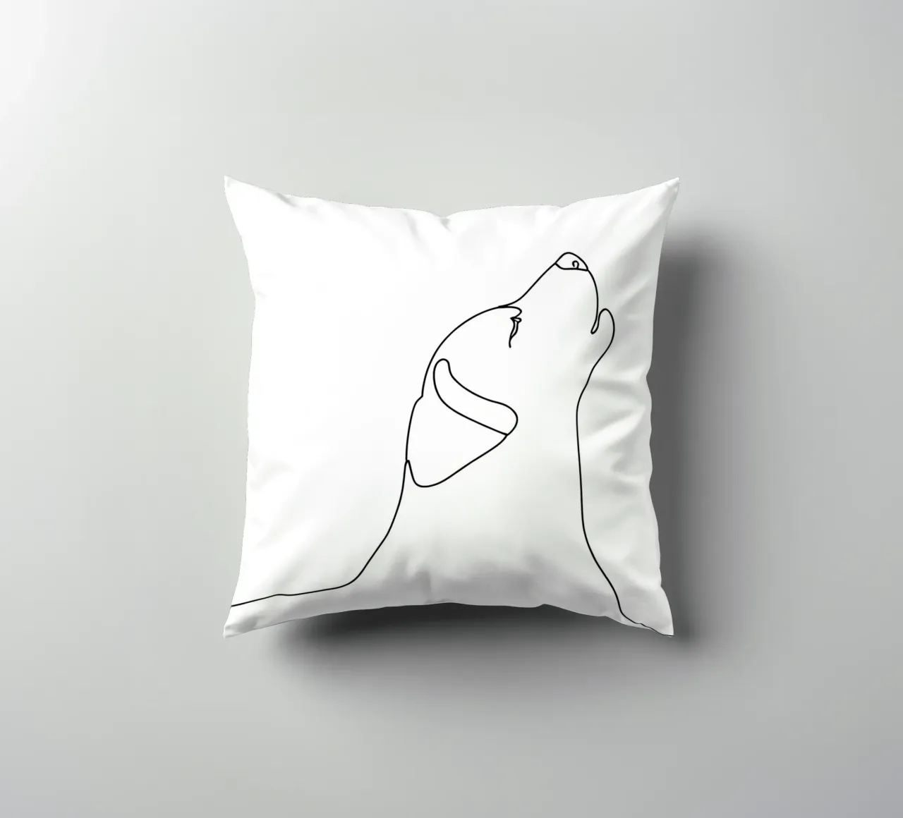 Minimalist Line Drawing of a Peaceful Dog | Modern Abstract decorative cushion by Viv Line Art