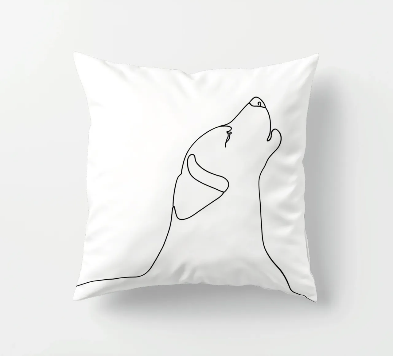 Minimalist Line Drawing of a Peaceful Dog | Modern Abstract decorative cushion by Viv Line Art