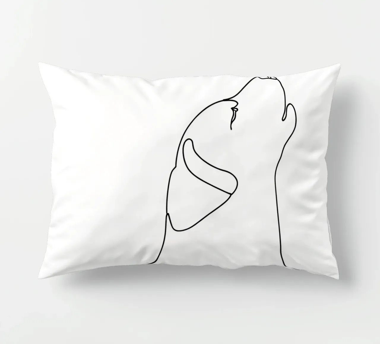 Minimalist Line Drawing of a Peaceful Dog | Modern Abstract decorative cushion by Viv Line Art