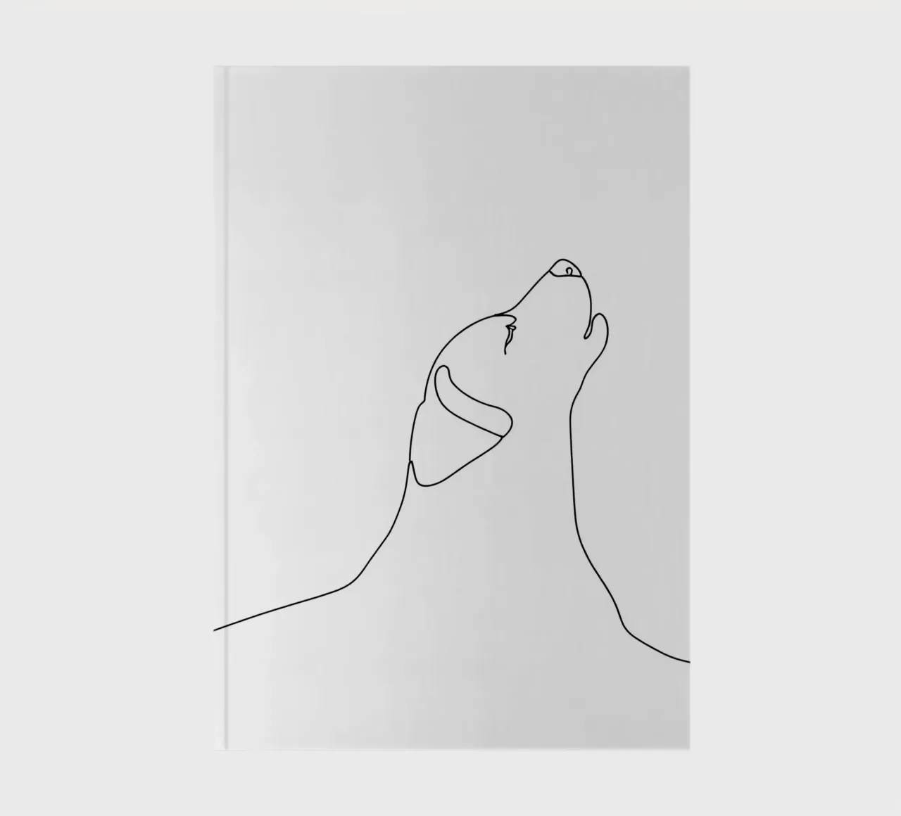 Dessin au trait minimaliste d'un chien paisible | Abstrait moderne carnet de notes de Viv Line Art