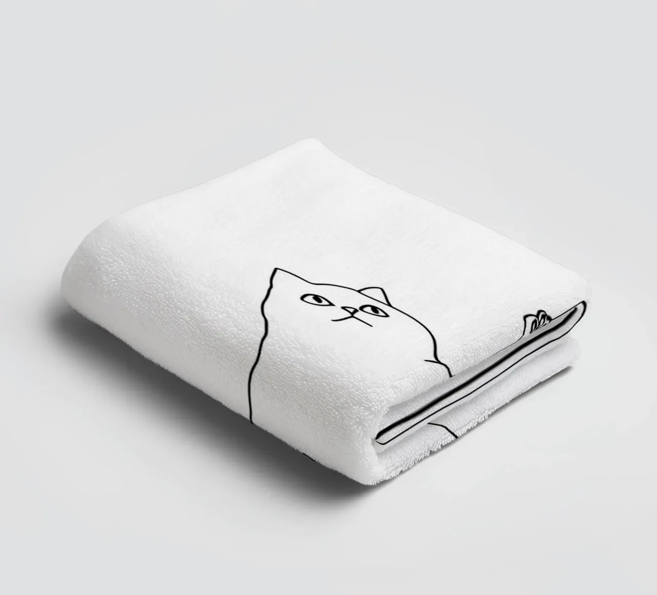 Minimalist Line Drawing of a Cat Hanging on a String | Moder towel by Viv Line Art