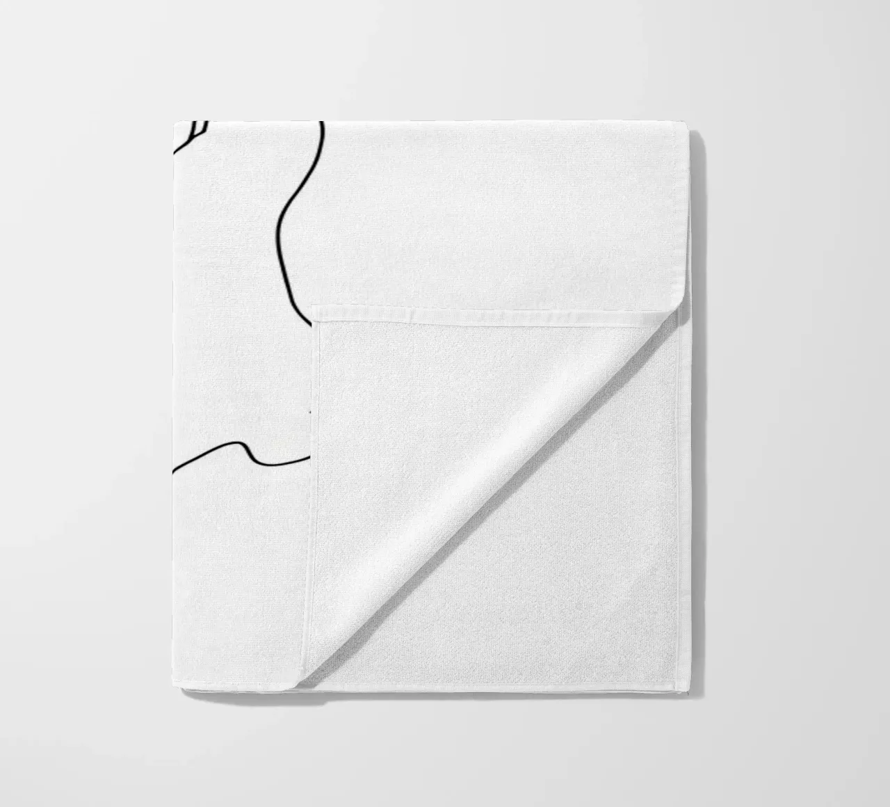 Minimalist Line Drawing of a Cat Hanging on a String | Moder beach towel by Viv Line Art