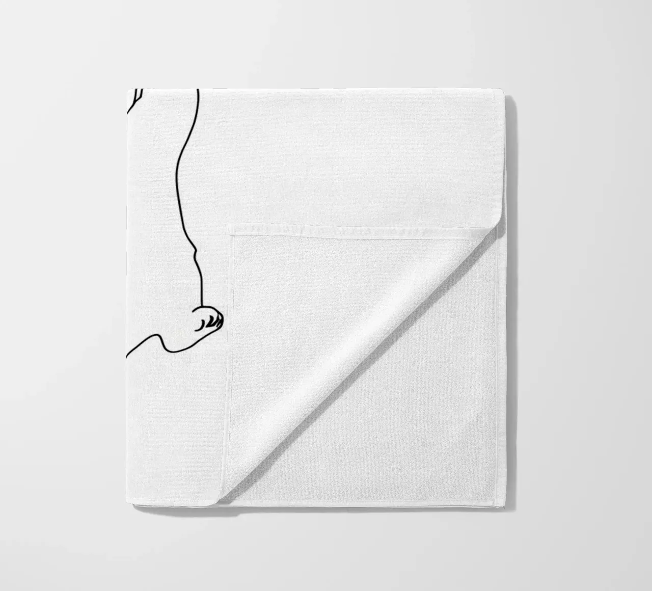 Minimalist Line Drawing of a Cat Hanging on a String | Moder beach towel by Viv Line Art