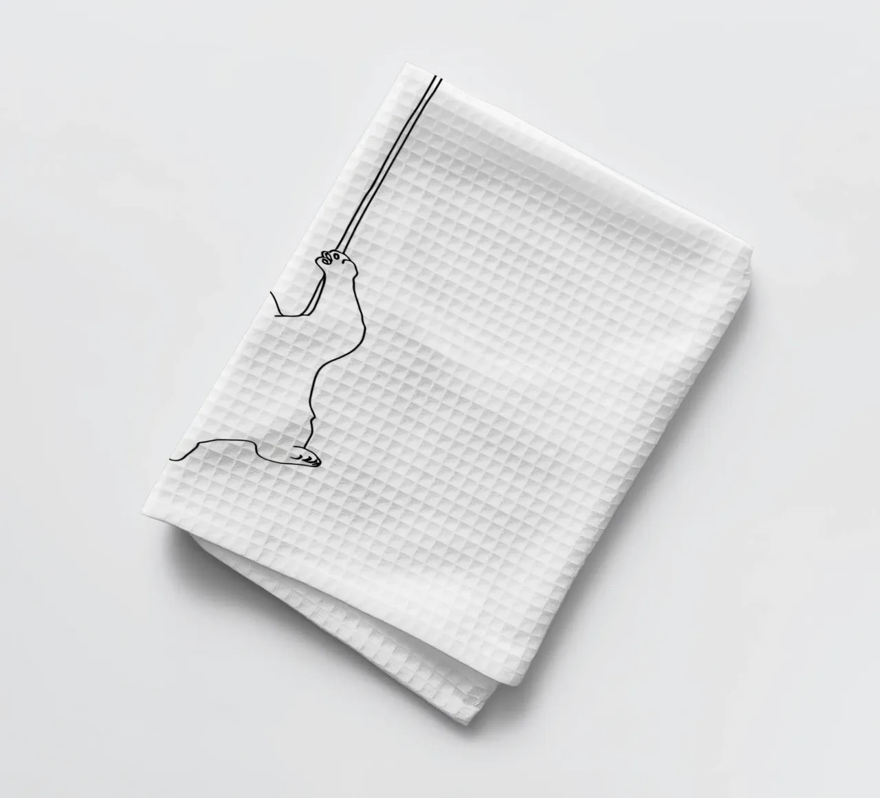 Minimalist Line Drawing of a Cat Hanging on a String | Moder tea towel by Viv Line Art