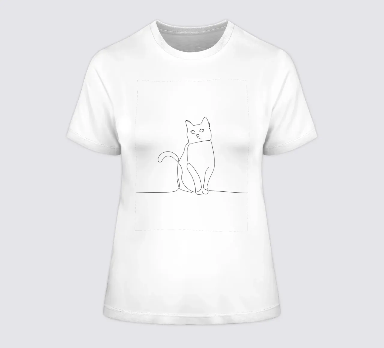 Minimalist Line Drawing of a Cat in Sitting Pose | Modern Ab women's fitted t-shirt by Viv Line Art