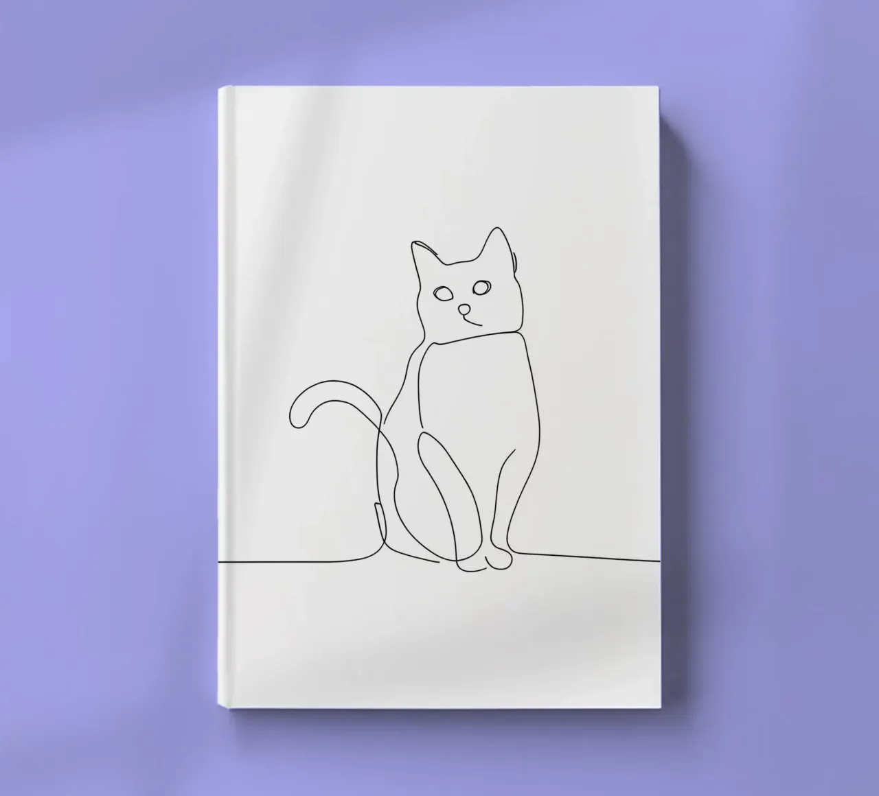 Minimalist Line Drawing of a Cat in Sitting Pose | Modern Ab notebook by Viv Line Art