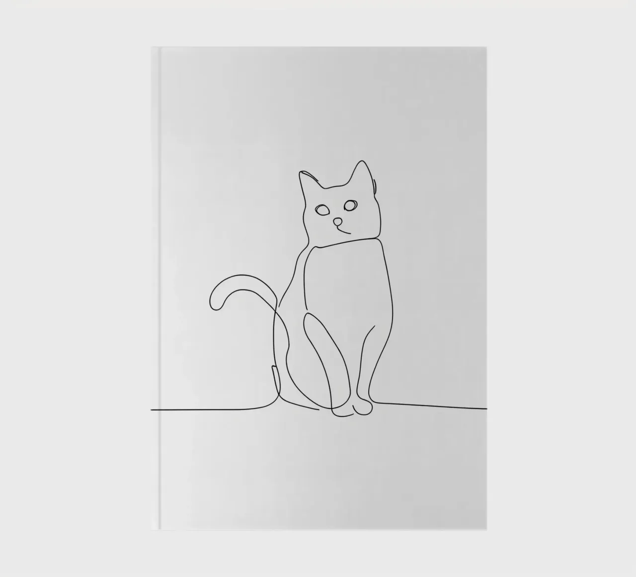 Minimalist Line Drawing of a Cat in Sitting Pose | Modern Ab notebook by Viv Line Art