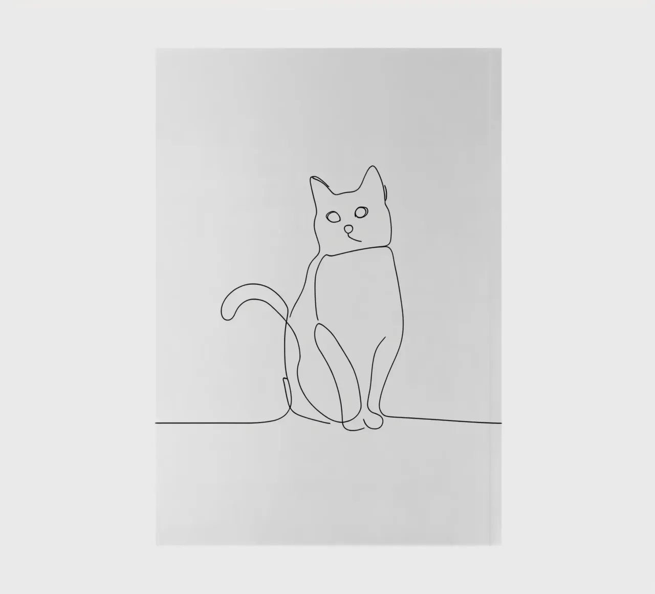 Minimalist Line Drawing of a Cat in Sitting Pose | Modern Ab notebook by Viv Line Art