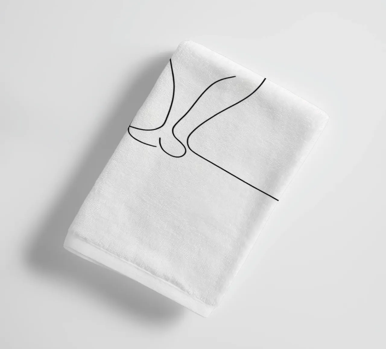 Minimalist Line Drawing of a Cat in Sitting Pose | Modern Ab towel by Viv Line Art