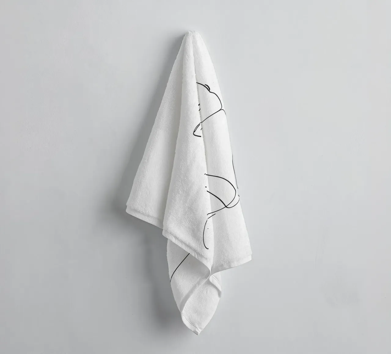 Minimalist Line Drawing of a Cat in Sitting Pose | Modern Ab towel by Viv Line Art