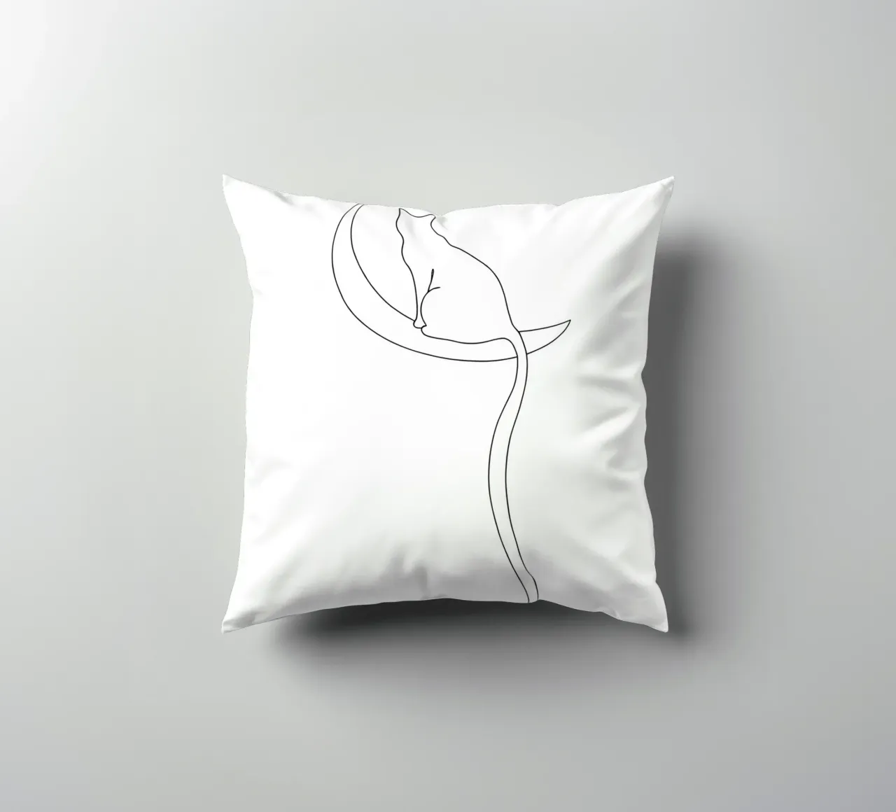 Minimalist Line Drawing of a Cat on the Moon | Modern Art decorative cushion by Viv Line Art