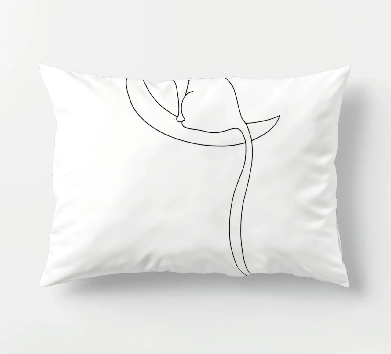 Minimalist Line Drawing of a Cat on the Moon | Modern Art decorative cushion by Viv Line Art