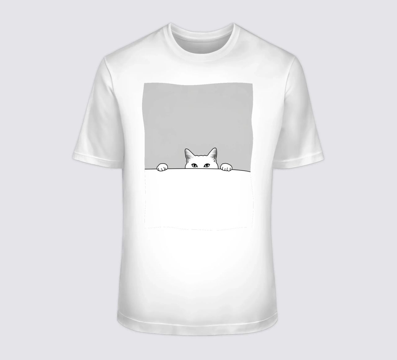 Disegno di linea minimalista di un gatto che fa capolino t-shirt da Viv Line Art