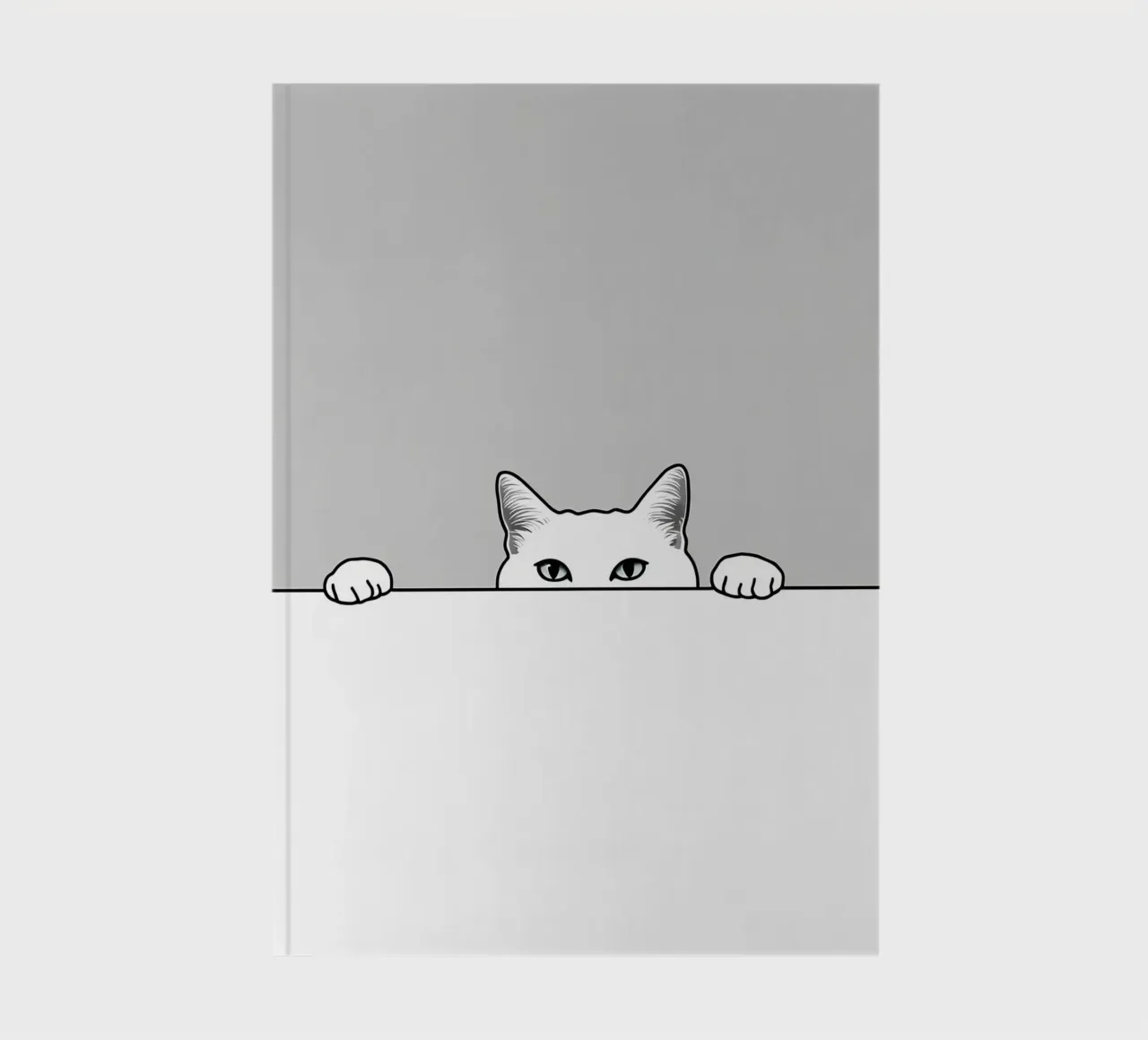 Minimalist Line Drawing of a Cat Peeking | Modern Abstract notebook by Viv Line Art