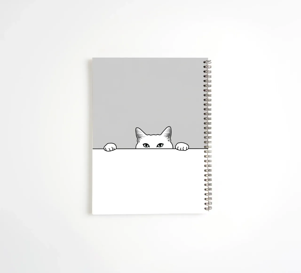 Minimalist Line Drawing of a Cat Peeking | Modern Abstract spiral notebook by Viv Line Art