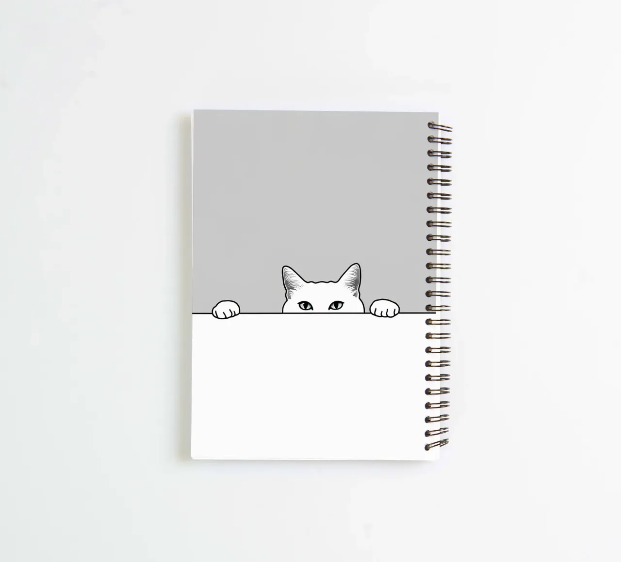 Minimalist Line Drawing of a Cat Peeking | Modern Abstract spiral notebook by Viv Line Art