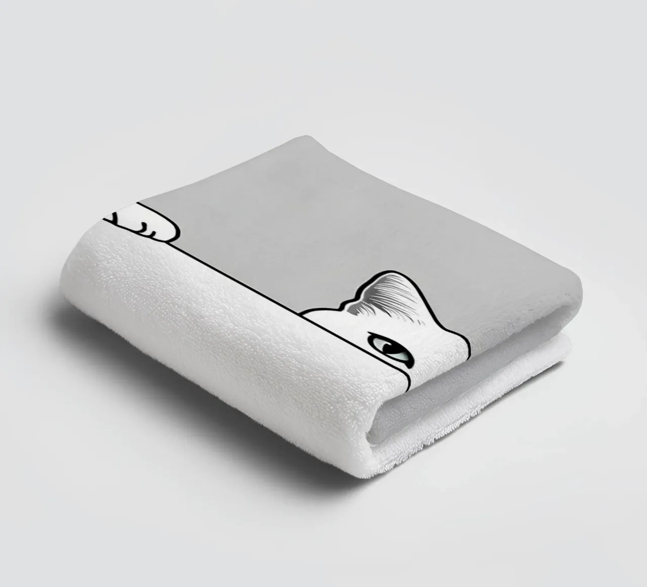 Minimalist Line Drawing of a Cat Peeking | Modern Abstract towel by Viv Line Art