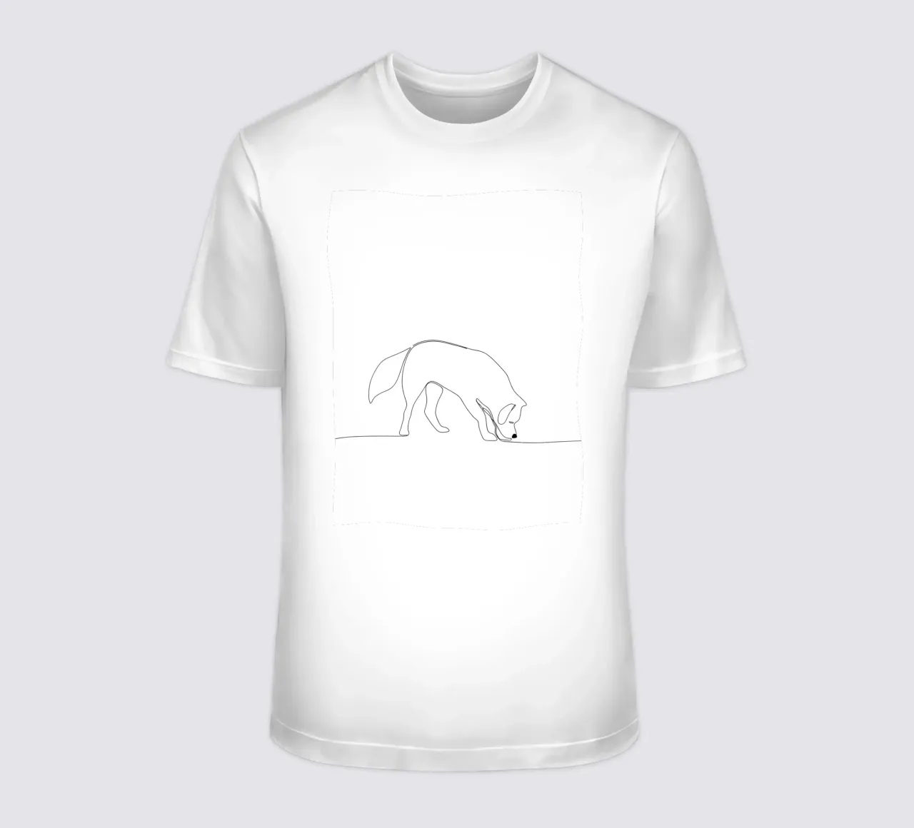 Dibujo lineal minimalista de un perro olfateando | Abstracto moderno camiseta de Viv Line Art